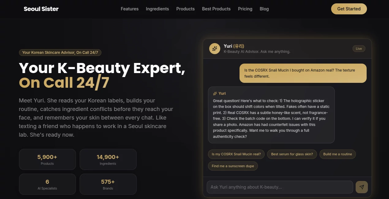 Screenshot of Seoul Sister – An AI tool in the ,AI Life Assistant ,AI E-commerce Assistant  category, showcasing its interface and key features.