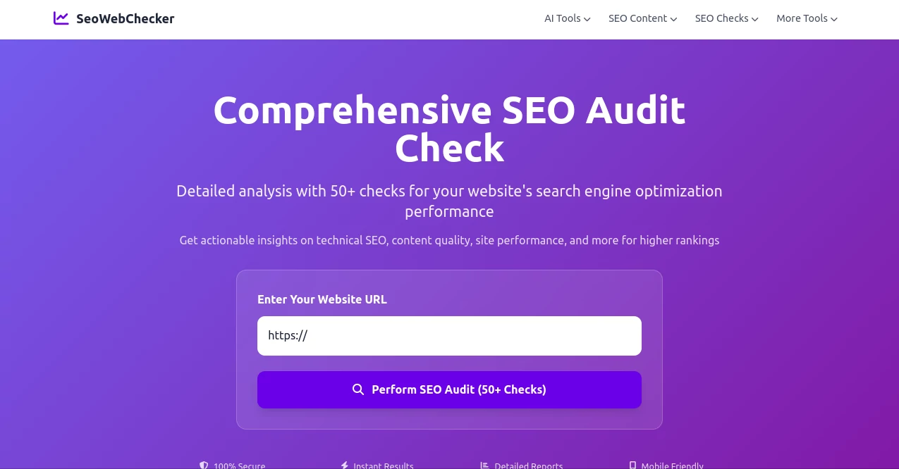 Screenshot of SeoWebChecker – An AI tool in the ,AI Analytics Assistant ,AI SEO Assistant ,AI Checker Essay  category, showcasing its interface and key features.