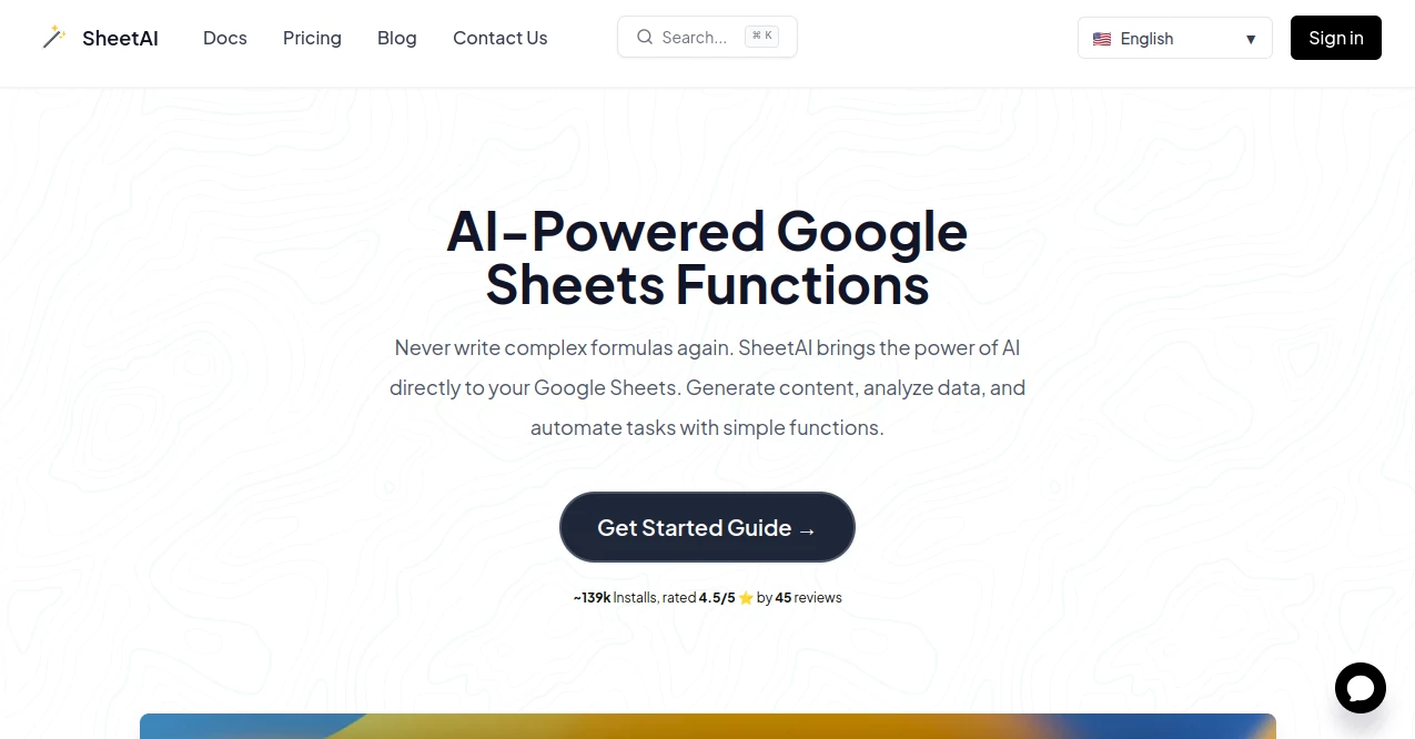Screenshot of SheetAI – An AI tool in the ,AI Data Mining ,AI Productivity Tools ,AI Research Tool ,AI Spreadsheet  category, showcasing its interface and key features.