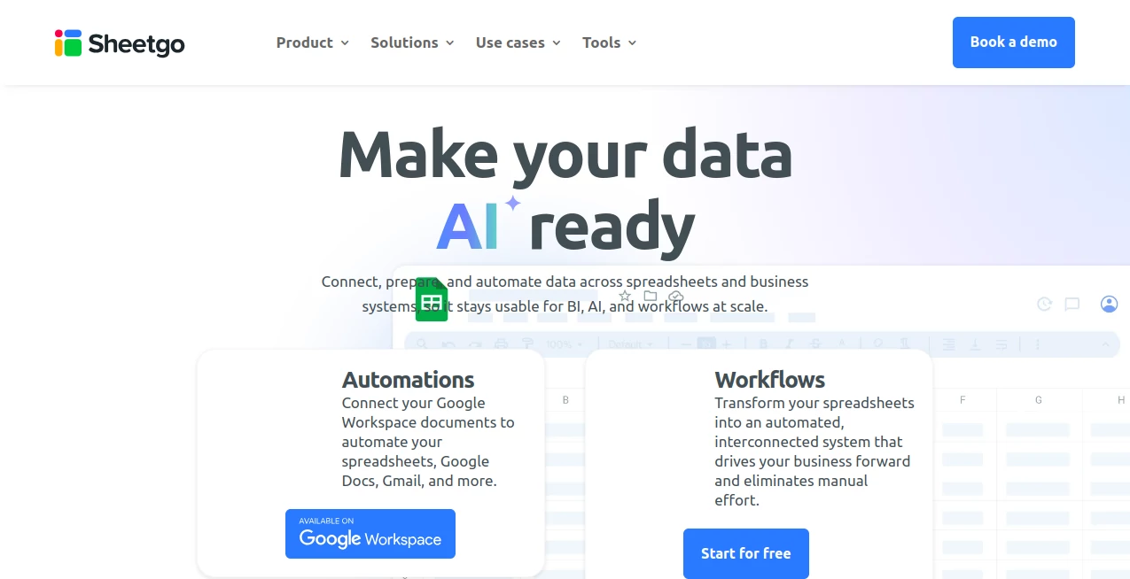 Screenshot of Sheetgo – An AI tool in the ,AI Spreadsheet ,AI Productivity Tools ,AI Workflow Management  category, showcasing its interface and key features.