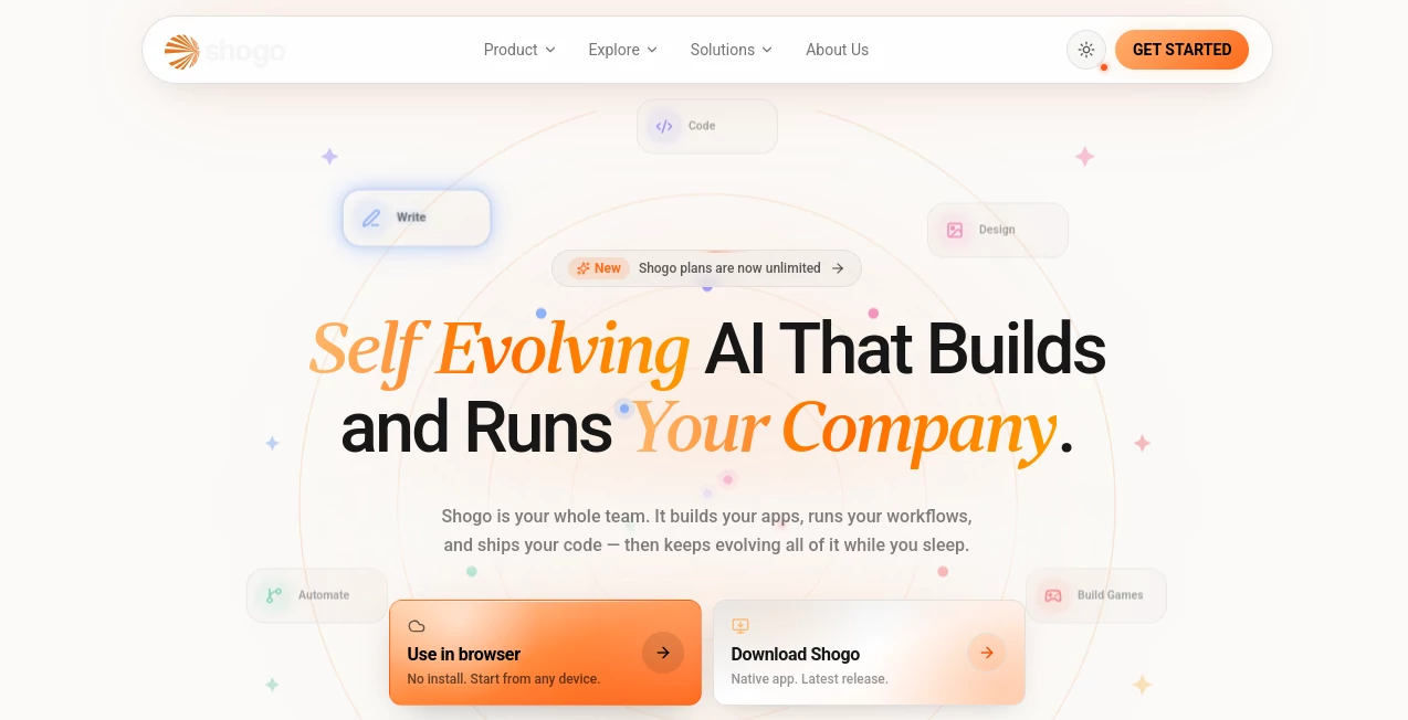 Screenshot of Shogo – An AI tool in the ,AI Developer Tools ,AI App Builder ,AI Productivity Tools ,AI Workflow Management  category, showcasing its interface and key features.