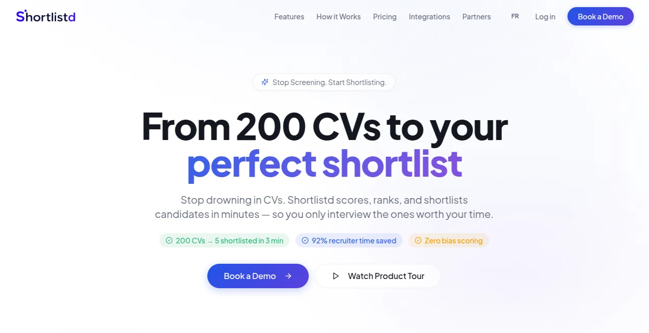 Screenshot of Shortlistd – An AI tool in the ,AI Interview Assistant ,AI Recruiting  category, showcasing its interface and key features.