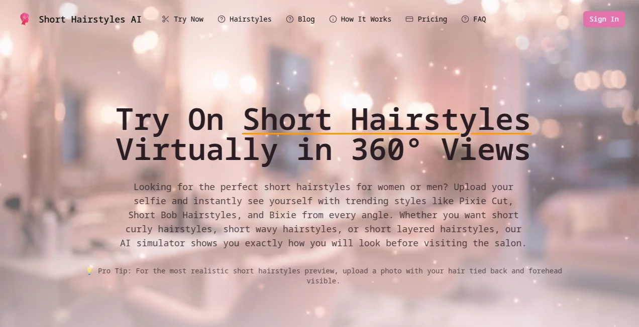 Screenshot of Short Hairstyles App – An AI tool in the ,Photo & Image Editor ,AI Image to Image ,AI Design Generator ,AI Fun Tools  category, showcasing its interface and key features.