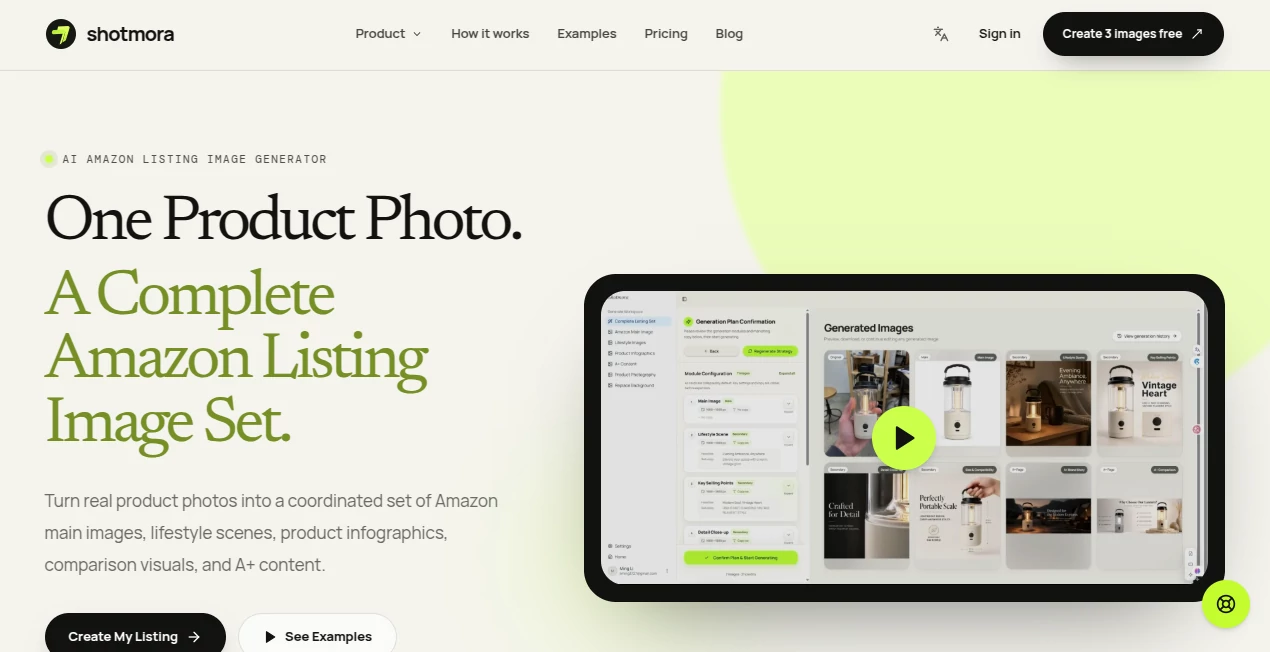 Screenshot of shotmora – An AI tool in the ,AI Photo & Image Generator ,AI Photography ,AI E-commerce Assistant  category, showcasing its interface and key features.