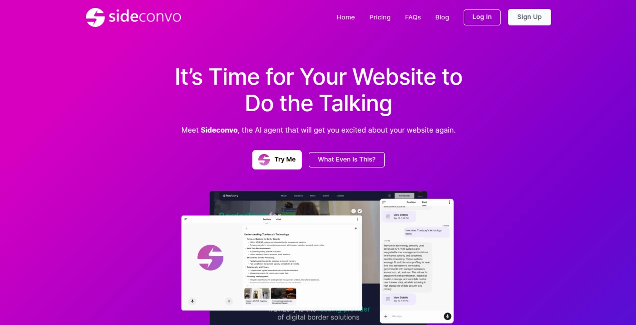 Screenshot of sideconvo ai – An AI tool in the ,AI Website Builder ,AI Customer Service Assistant ,AI SEO Assistant ,AI Chatbot  category, showcasing its interface and key features.