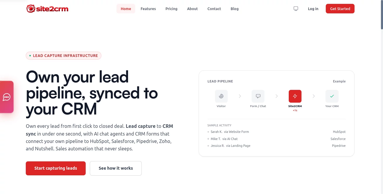 Screenshot of Site2CRM – An AI tool in the ,AI Sales Assistant ,AI Customer Service Assistant ,AI CRM Assistant ,AI Lead Generation  category, showcasing its interface and key features.