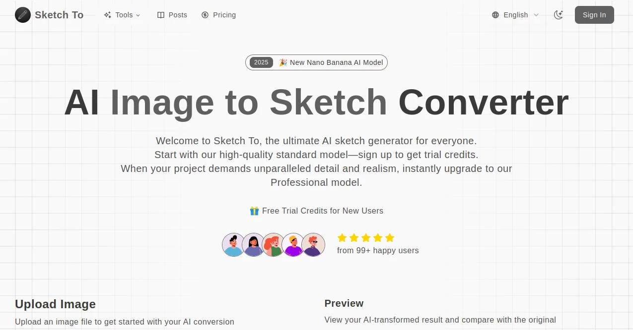 Screenshot of Sketch To – An AI tool in the ,Photo & Image Editor ,AI Photo Enhancer  category, showcasing its interface and key features.