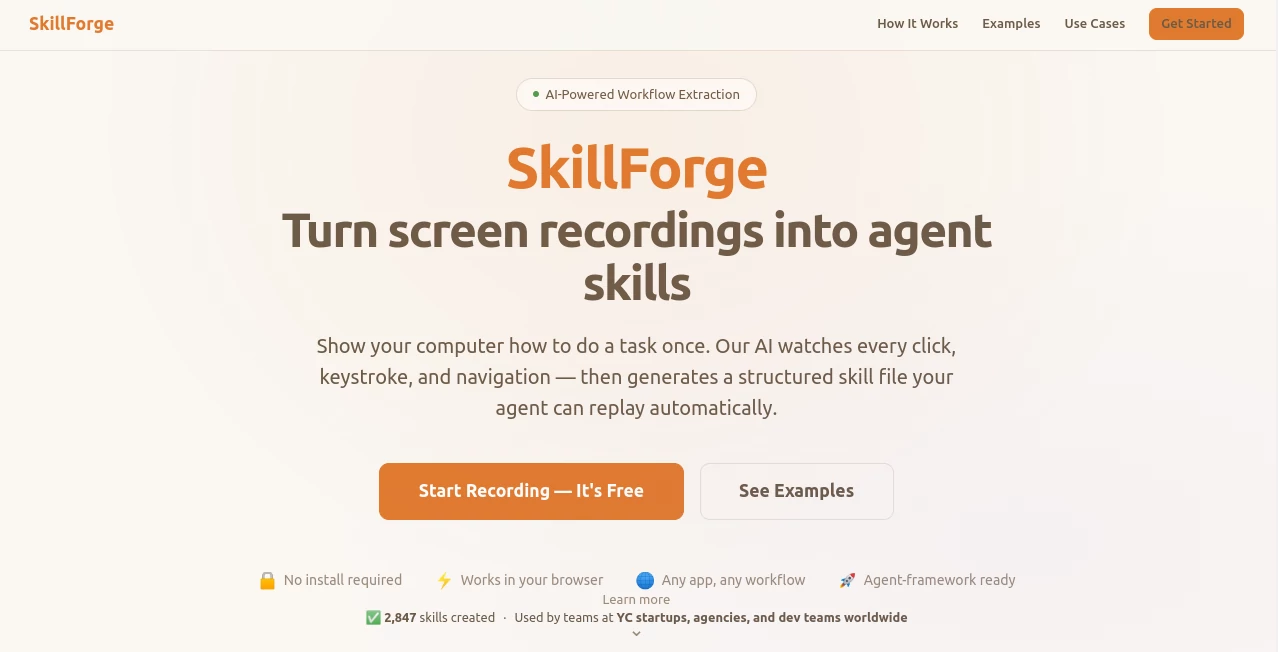 Screenshot of SkillForge – An AI tool in the ,AI Workflow Management ,AI Productivity Tools ,AI Research Tool ,AI Developer Tools  category, showcasing its interface and key features.