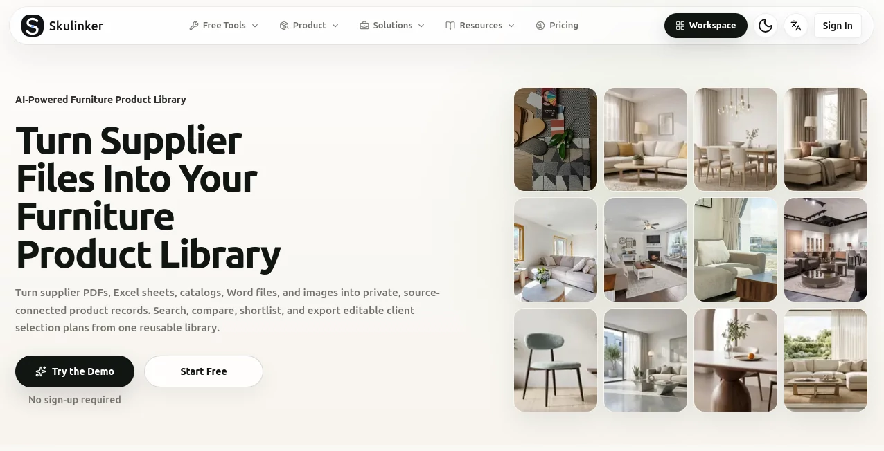Screenshot of Skulinker – An AI tool in the ,AI Knowledge Management ,AI Productivity Tools ,AI E-commerce Assistant ,AI Files Assistant  category, showcasing its interface and key features.