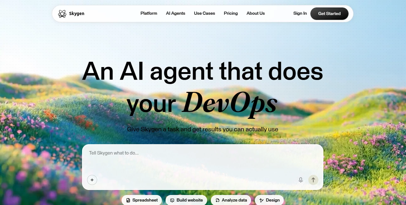 Screenshot of Skygen – An AI tool in the ,AI Research Tool ,AI Productivity Tools ,AI Task Management ,AI Workflow Management  category, showcasing its interface and key features.