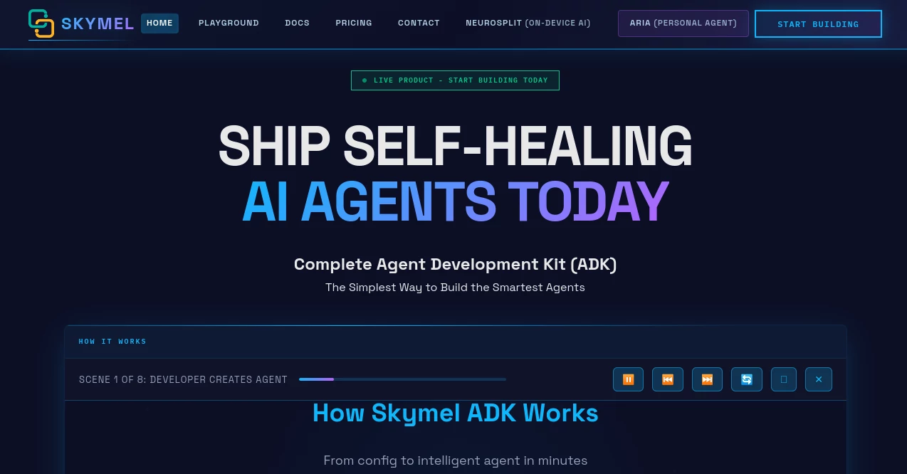 Screenshot of Skymel – An AI tool in the ,AI Workflow Management ,AI No-Code & Low-Code ,AI Task Management ,AI Developer Tools  category, showcasing its interface and key features.
