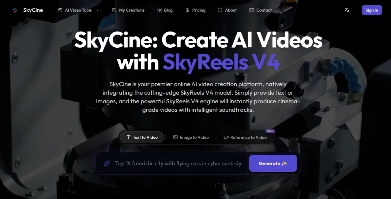 Screenshot of SkyReels V4 – An AI tool in the ,AI Music Video Generator ,AI Video Generator ,AI Short Clips Generator ,AI Lip Sync Generator  category, showcasing its interface and key features.