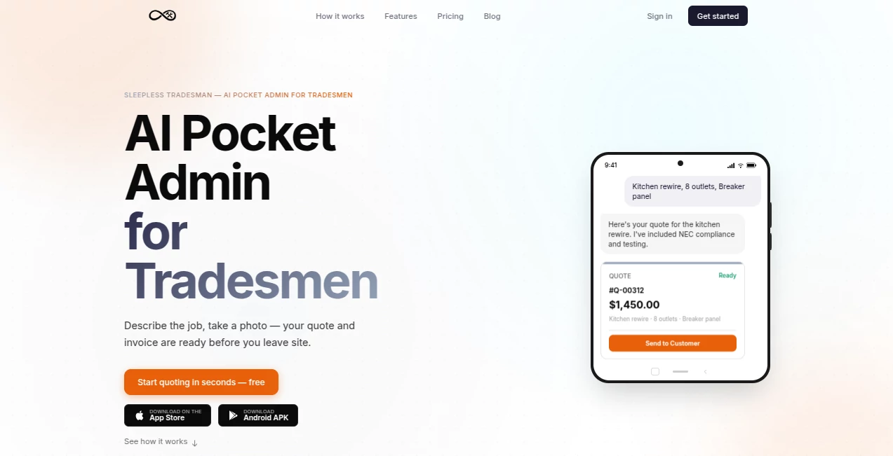 Screenshot of Sleepless Tradesman – An AI tool in the ,AI E-commerce Assistant ,AI Business Ideas Generator ,AI Consulting Assistant  category, showcasing its interface and key features.