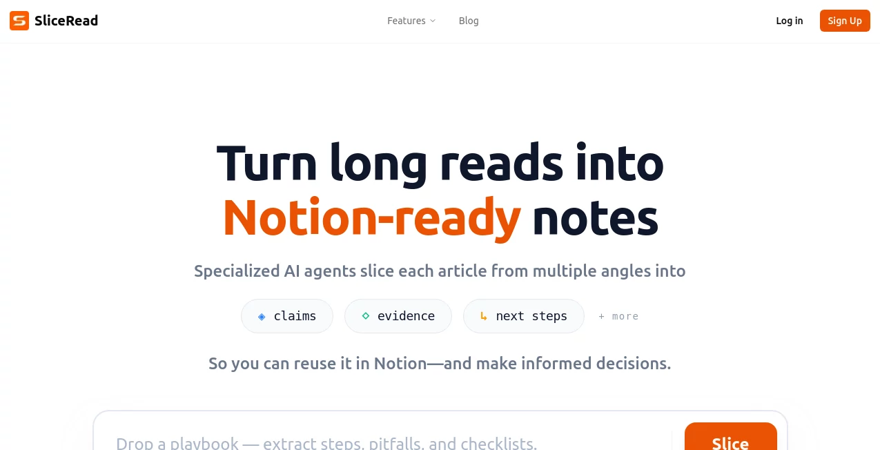Screenshot of SliceRead – An AI tool in the ,AI Transcriber ,AI Document Extraction ,AI Documents Assistant ,AI Files Assistant  category, showcasing its interface and key features.