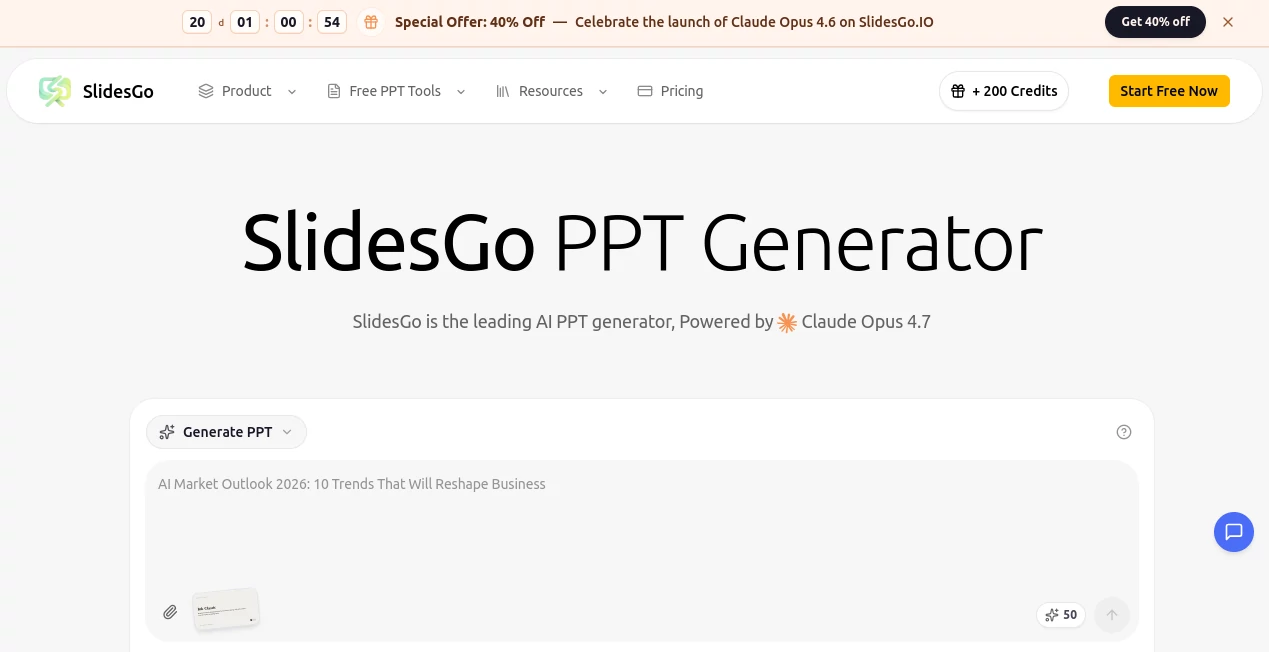 Screenshot of SlidesGo – An AI tool in the ,AI Content Generator ,AI Design Generator ,AI Presentation Generator  category, showcasing its interface and key features.