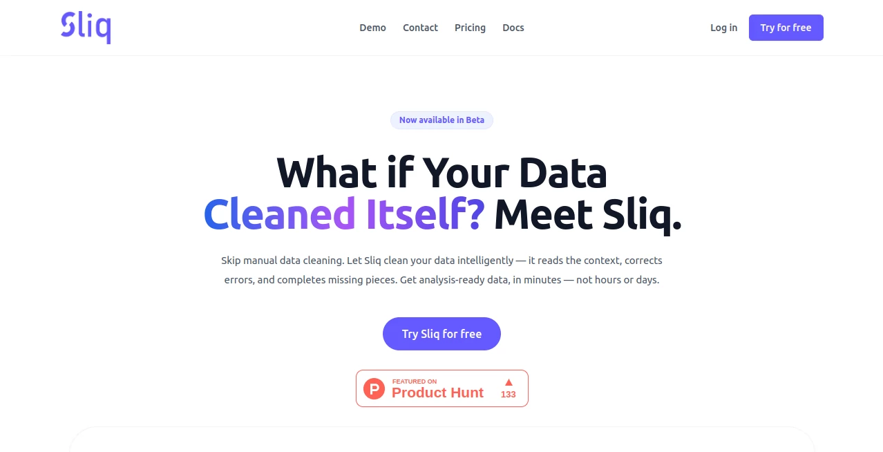 Screenshot of Sliq – An AI tool in the ,AI Data Mining ,AI Developer Tools ,AI Web Scraping ,AI Research Tool  category, showcasing its interface and key features.