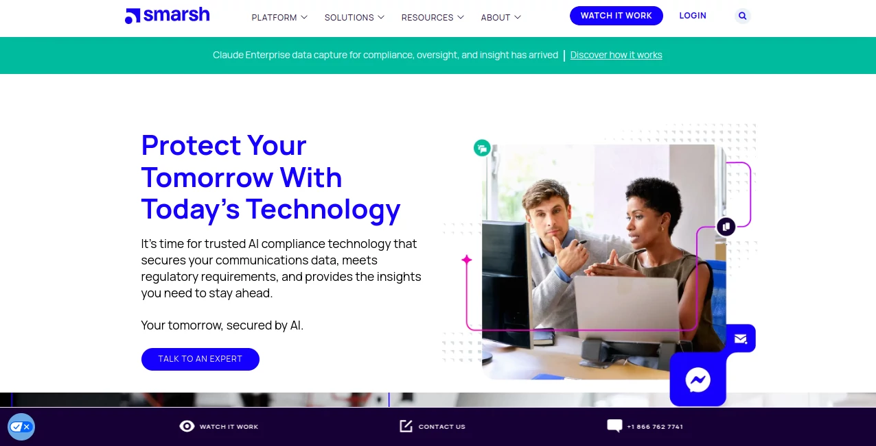 Screenshot of Smarsh – An AI tool in the ,AI Data Mining ,AI Research Tool ,AI Analytics Assistant ,AI Legal Assistant  category, showcasing its interface and key features.