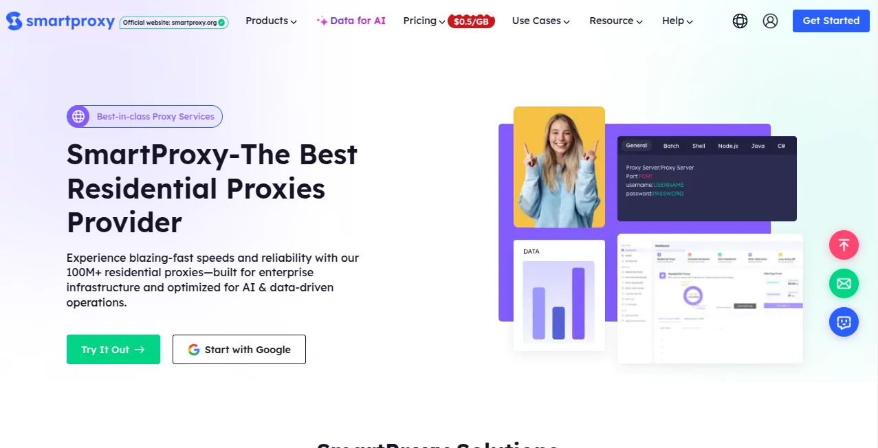 Screenshot of SmartProxy – An AI tool in the ,AI Data Mining ,AI Developer Tools ,AI Web Scraping ,AI Research Tool  category, showcasing its interface and key features.