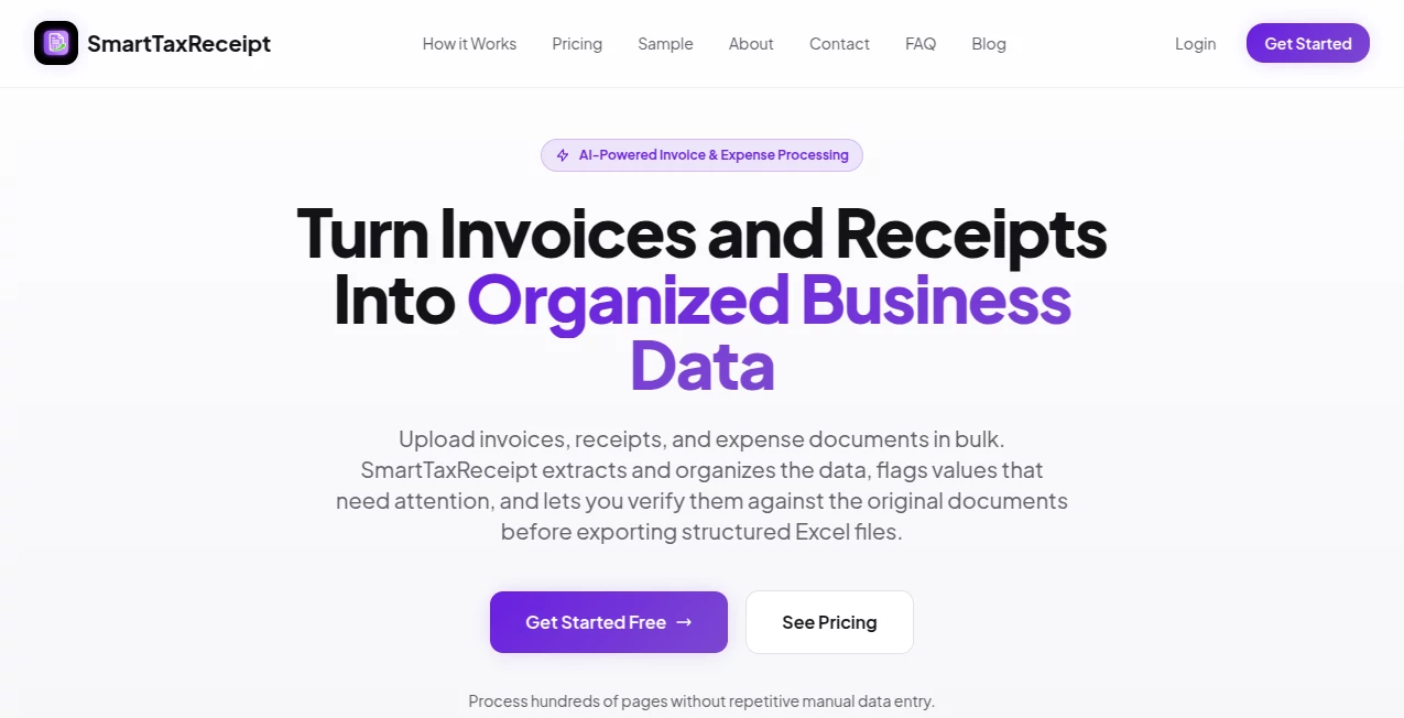 Screenshot of SmartTaxReceipt – An AI tool in the ,AI Accounting Assistant ,AI PDF ,AI Productivity Tools ,AI Document Extraction  category, showcasing its interface and key features.