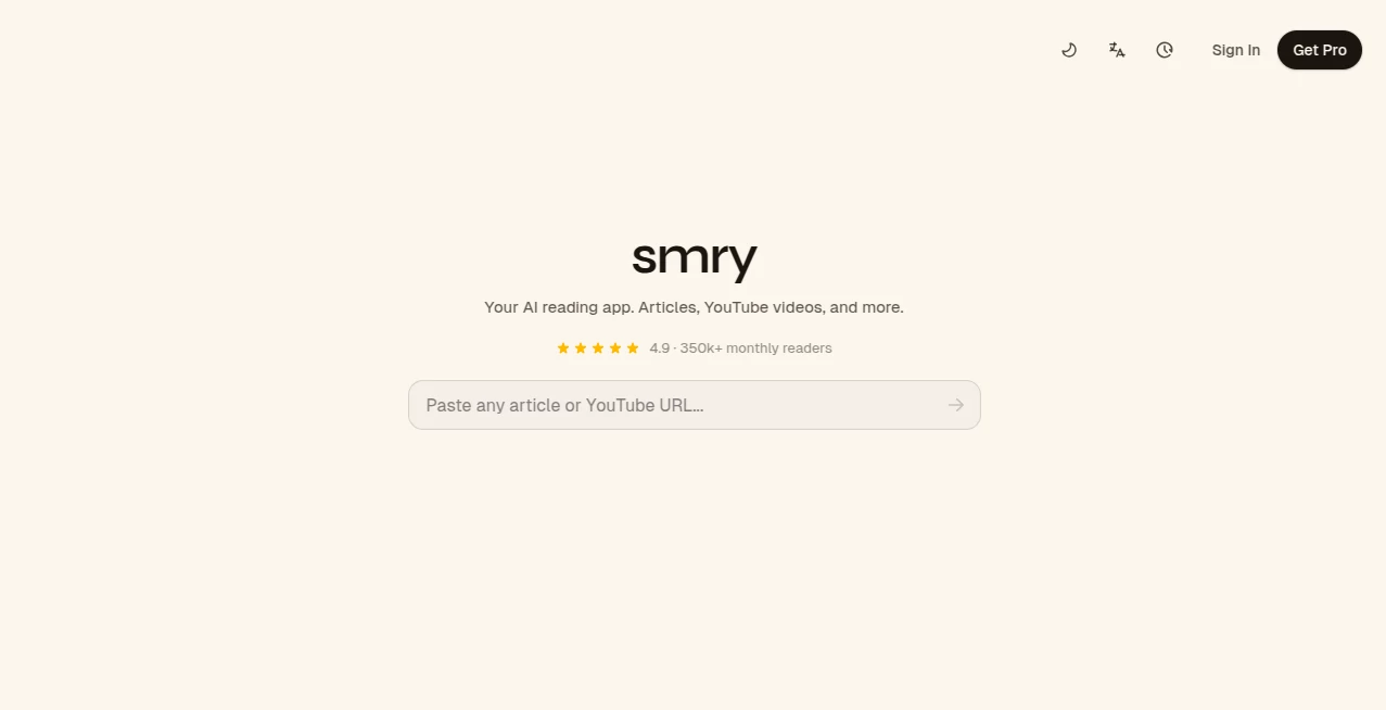 Screenshot of SMRY – An AI tool in the ,AI Documents Assistant ,AI Summarizer ,AI Productivity Tools ,AI Notes Assistant  category, showcasing its interface and key features.