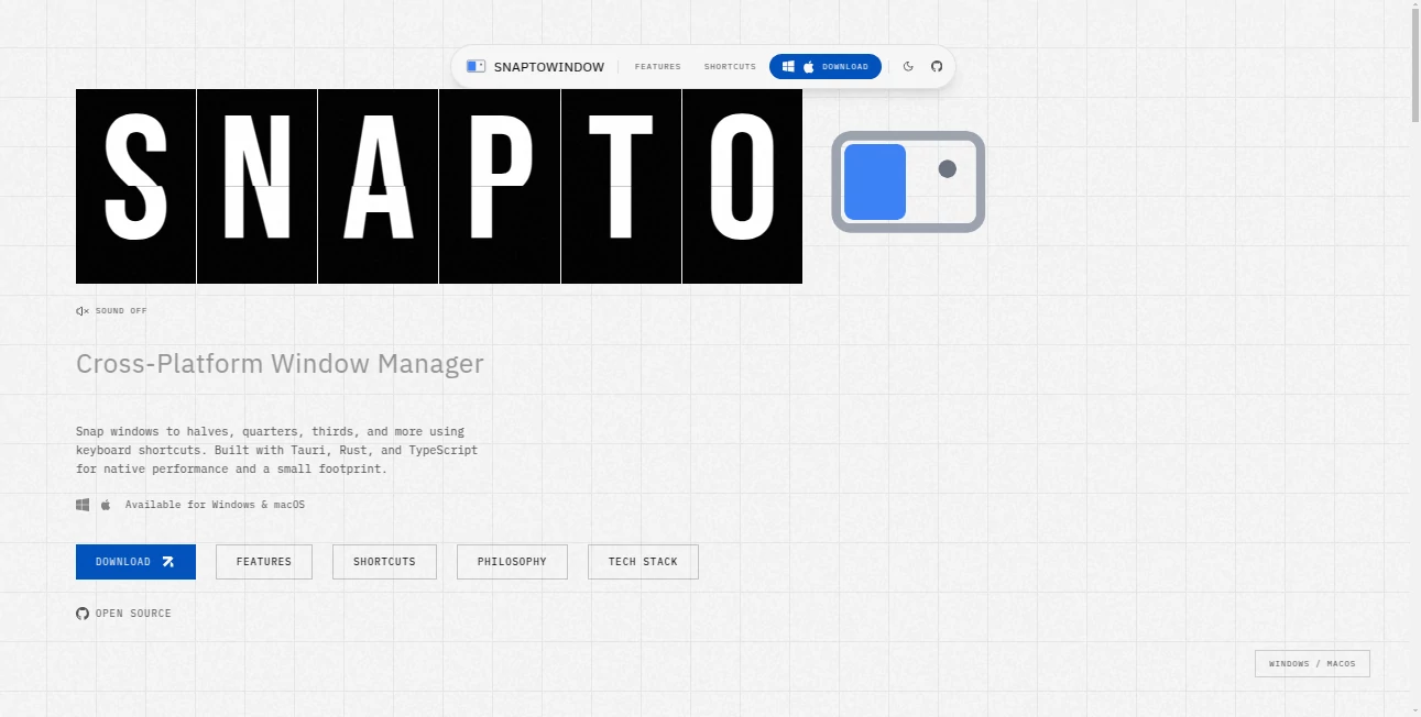 Screenshot of SnapToWindow – An AI tool in the ,AI Productivity Tools ,AI Workflow Management  category, showcasing its interface and key features.