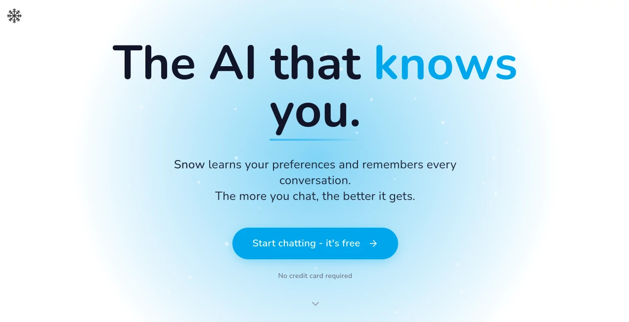 Screenshot of SnowChat – An AI tool in the ,AI Chatbot ,AI Life Assistant ,AI Coaching ,AI Knowledge Management  category, showcasing its interface and key features.
