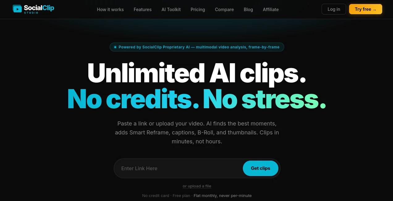 Screenshot of SocialClip Studio – An AI tool in the ,AI Animated Video ,AI Video Editor ,AI Video Generator ,AI Short Clips Generator  category, showcasing its interface and key features.
