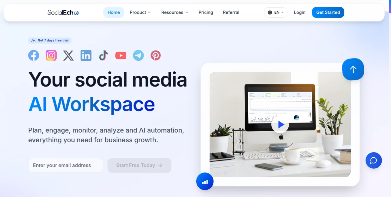 Screenshot of SocialEcho – An AI tool in the ,AI Social Media Assistant ,AI Analytics Assistant ,AI Customer Service Assistant ,AI Response Generator  category, showcasing its interface and key features.