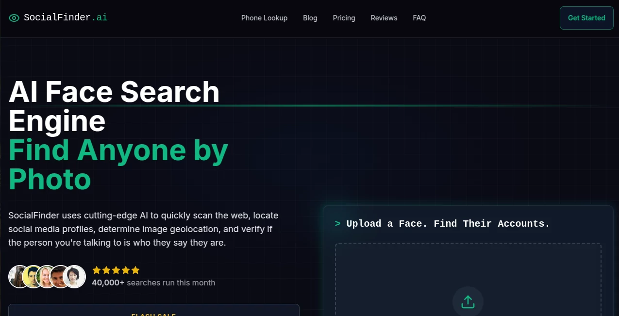 Screenshot of SocialFinder – An AI tool in the ,AI Social Media Assistant ,AI Search Engine  category, showcasing its interface and key features.