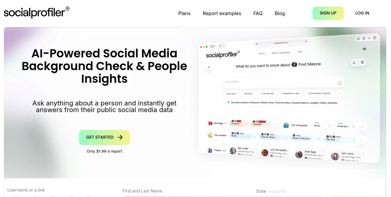 Screenshot of Socialprofiler – An AI tool in the ,Other ,AI Research Tool ,AI Analytics Assistant ,AI Legal Assistant  category, showcasing its interface and key features.
