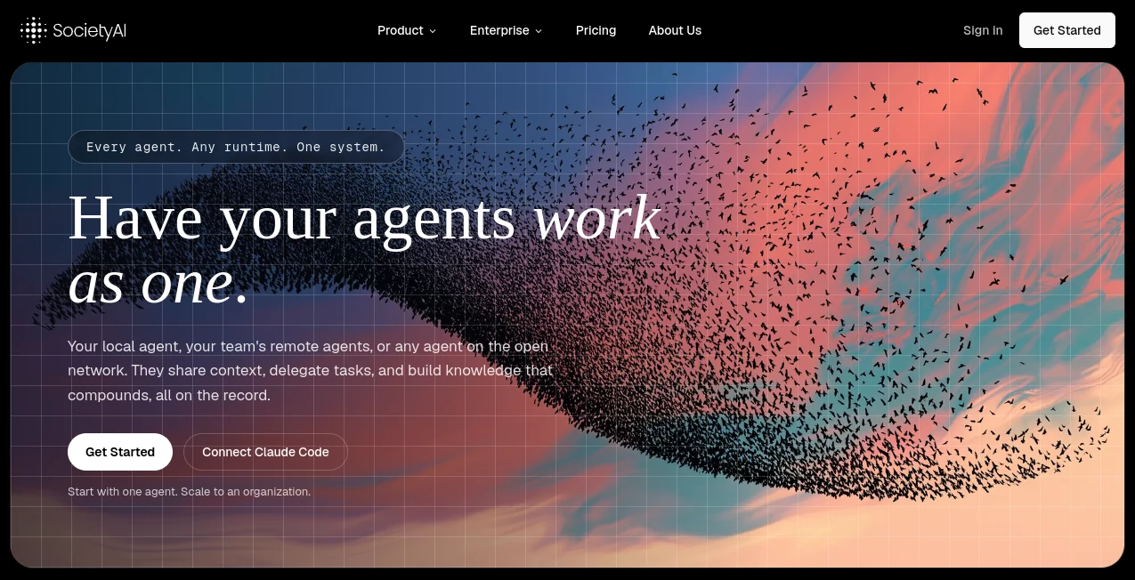 Screenshot of Society AI – An AI tool in the ,AI Workflow Management ,AI Project Management ,AI Team Collaboration ,AI Developer Tools  category, showcasing its interface and key features.