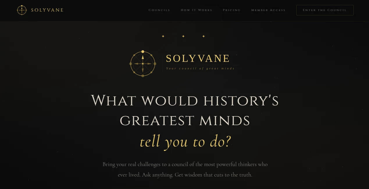 Screenshot of SOLYVANE – An AI tool in the ,AI Business Ideas Generator ,AI Customer Service Assistant ,AI Productivity Tools ,AI Workflow Management  category, showcasing its interface and key features.