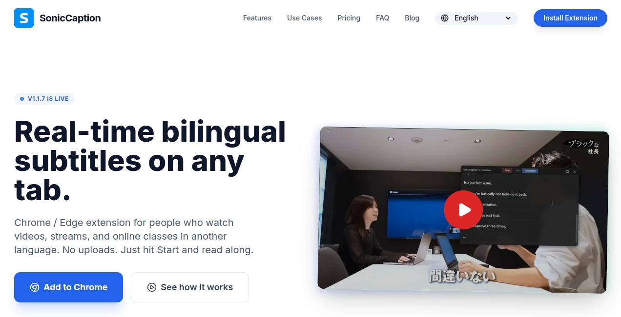 Screenshot of SonicCaption – An AI tool in the ,AI Captions or Subtitle ,AI Content Generator ,AI Video Editor ,AI Social Media Assistant  category, showcasing its interface and key features.