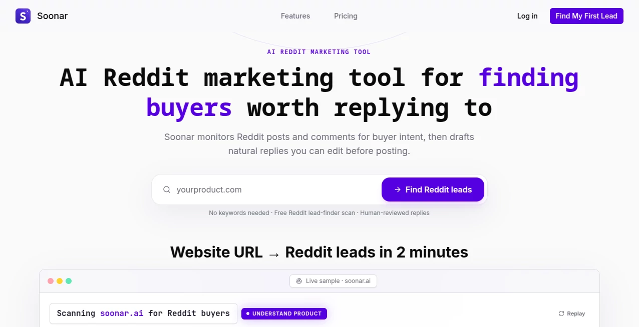 Screenshot of Soonar – An AI tool in the ,AI Sales Assistant ,AI Analytics Assistant ,AI Customer Service Assistant ,AI Productivity Tools  category, showcasing its interface and key features.