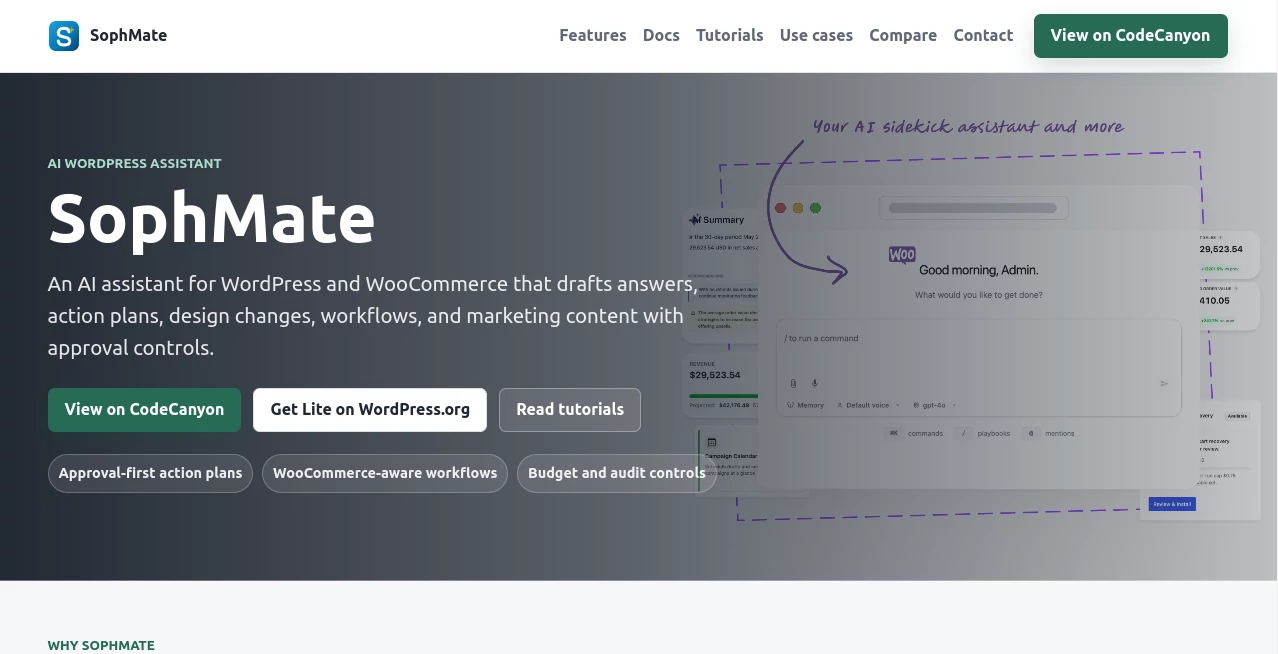 Screenshot of SophMate – An AI tool in the ,AI E-commerce Assistant ,AI Marketing Plan Generator ,AI Productivity Tools ,AI Workflow Management  category, showcasing its interface and key features.