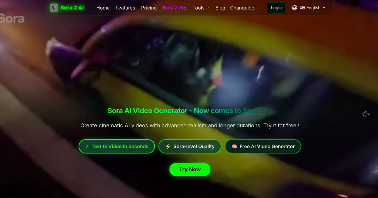 Screenshot of Sora2 AI Video – An AI tool in the ,AI Animated Video ,AI Video Generator ,AI Short Clips Generator ,AI Text to Video  category, showcasing its interface and key features.