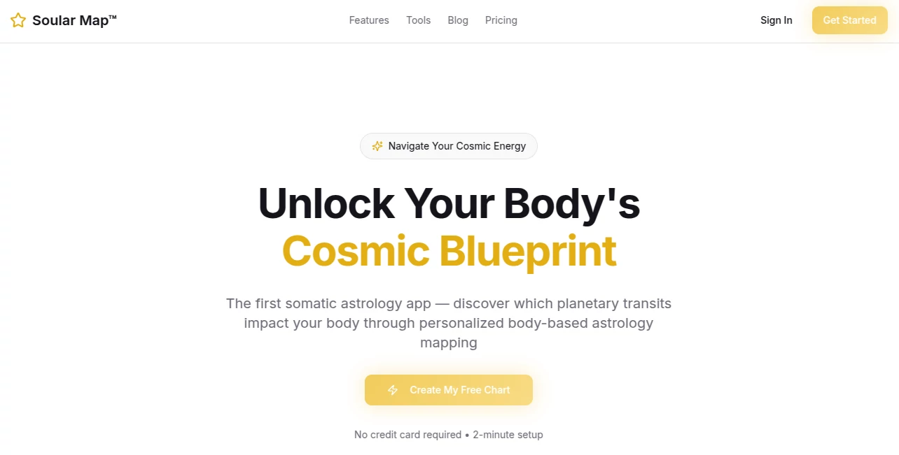 Screenshot of Soular Map – An AI tool in the ,AI Life Assistant ,AI Mental Health ,AI Healthcare ,AI Coaching  category, showcasing its interface and key features.