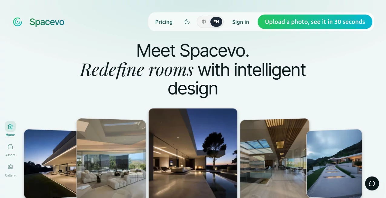 Screenshot of Spacevo – An AI tool in the ,AI Design Generator ,AI Graphic Design ,AI Interior & Room Design ,AI Design Assistant  category, showcasing its interface and key features.