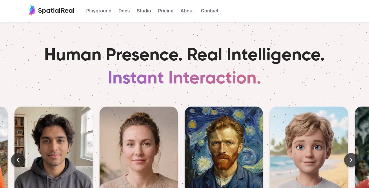 Screenshot of SpatialReal – An AI tool in the ,AI Character ,AI Avatar Generator ,AI Education Assistant ,AI Voice Assistants  category, showcasing its interface and key features.