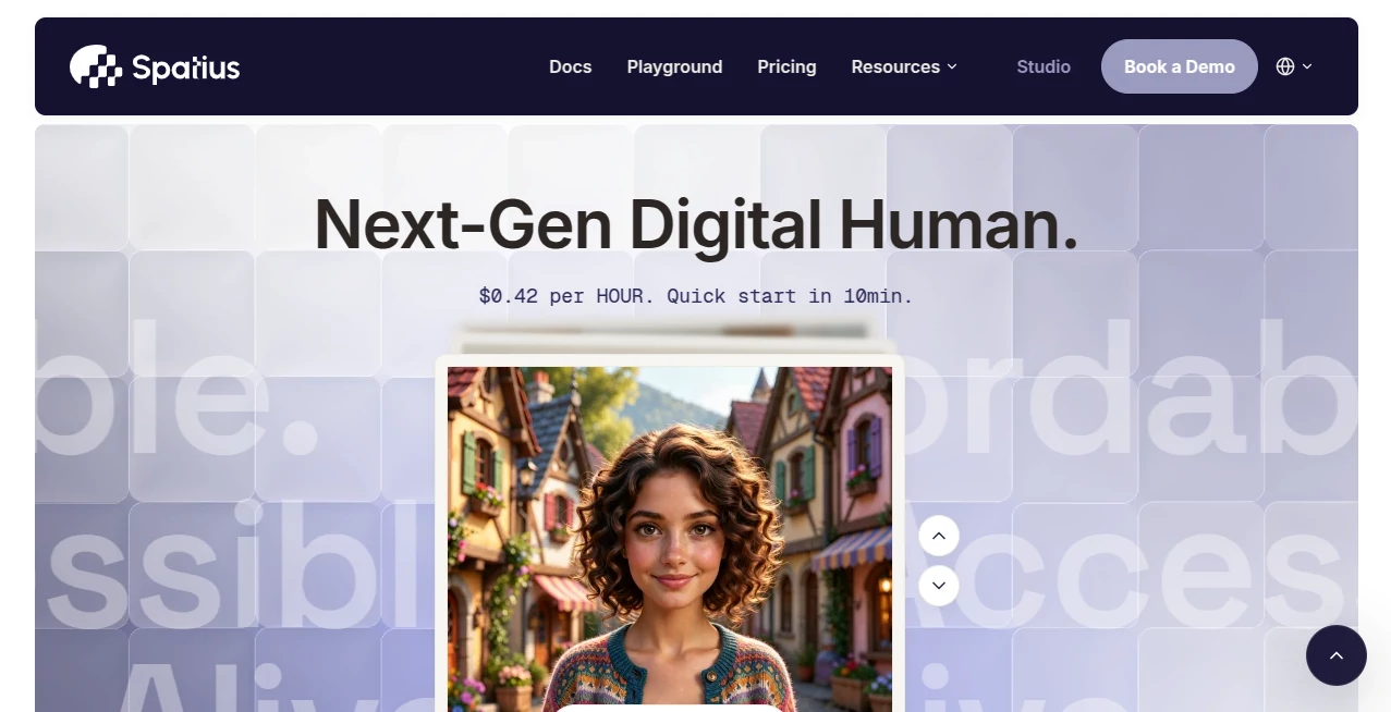 Screenshot of Spatius – An AI tool in the ,AI Character ,AI Chatbot ,AI Developer Tools ,AI Voice Assistants  category, showcasing its interface and key features.