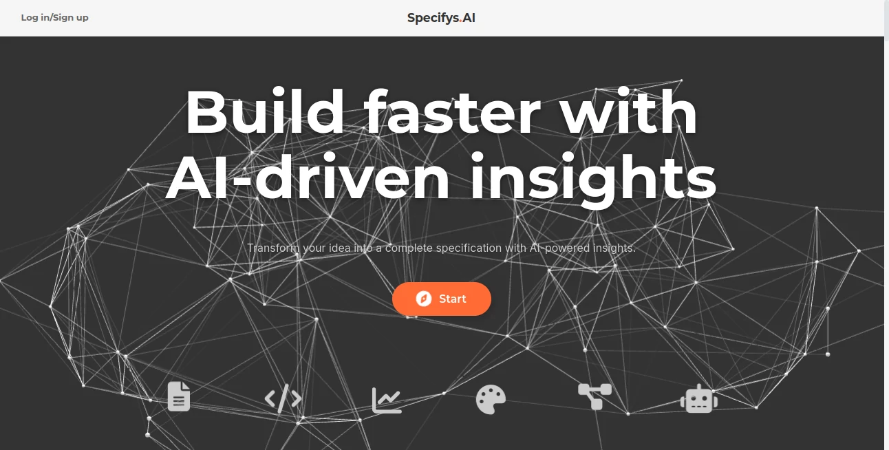 Screenshot of Specifys.AI – An AI tool in the ,AI App Builder ,AI No-Code & Low-Code ,AI Research Tool ,AI Project Management  category, showcasing its interface and key features.