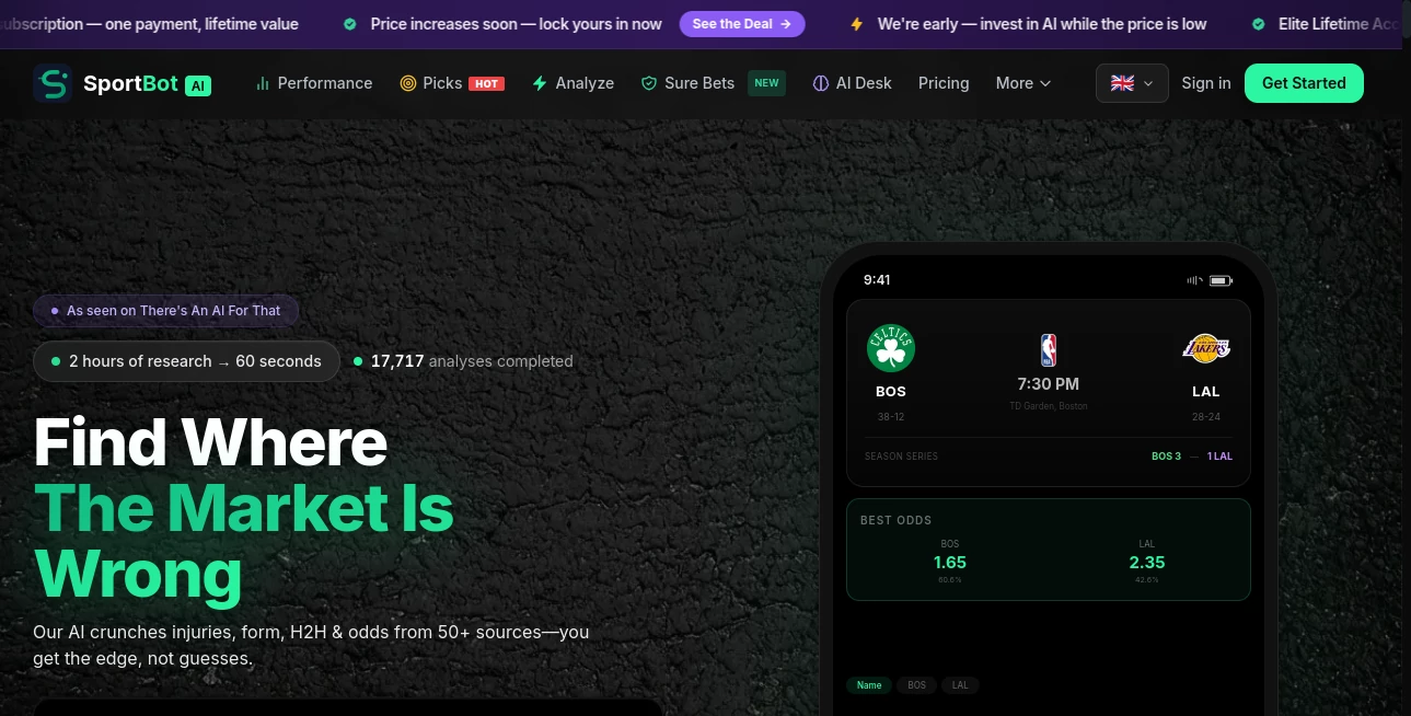 Screenshot of SportBotAI – An AI tool in the ,AI Sports ,AI Research Tool ,AI Analytics Assistant ,AI Chatbot  category, showcasing its interface and key features.