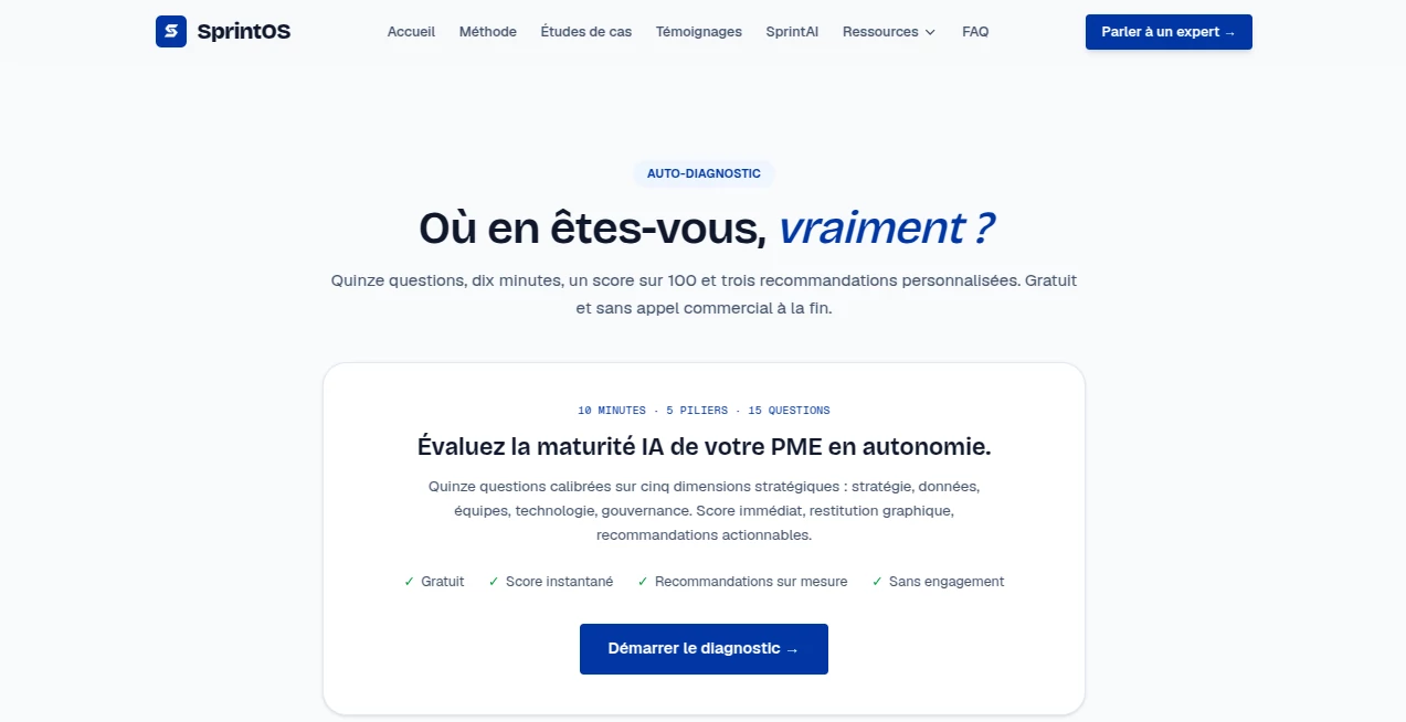 Screenshot of SprintOS - Diagnostic – An AI tool in the ,AI Research Tool ,AI Education Assistant ,Other  category, showcasing its interface and key features.
