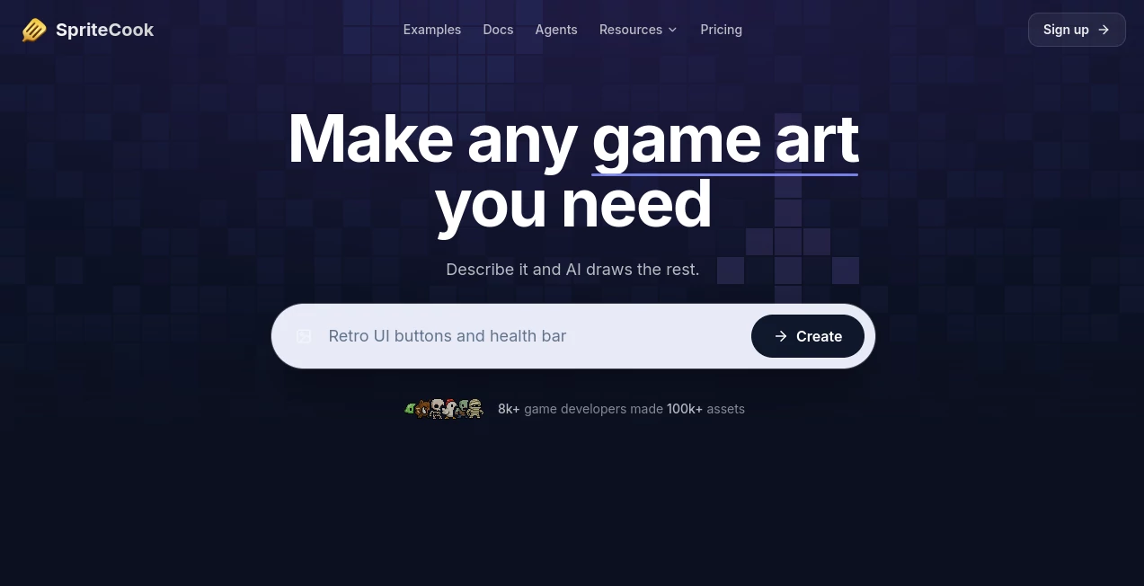 Screenshot of SpriteCook – An AI tool in the ,AI Photo & Image Generator ,AI Image to Image ,AI Design Generator ,AI Game  category, showcasing its interface and key features.