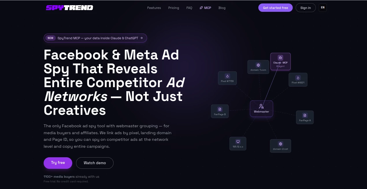 Screenshot of SpyTrend – An AI tool in the ,AI Digital Marketing Generator ,AI Research Tool ,AI Analytics Assistant ,AI Advertising Assistant  category, showcasing its interface and key features.