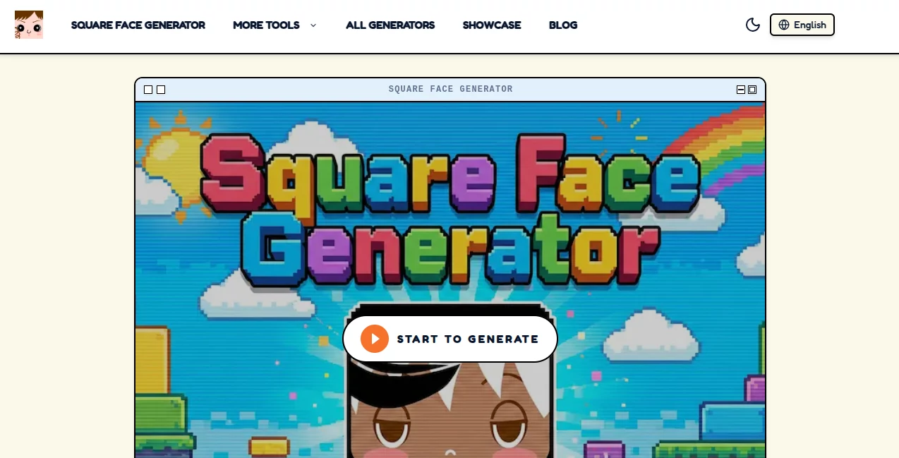 Screenshot of Square Face Generator – An AI tool in the ,AI Illustration Generator ,AI Avatar Generator ,AI Profile Picture Generator ,Design & Art  category, showcasing its interface and key features.