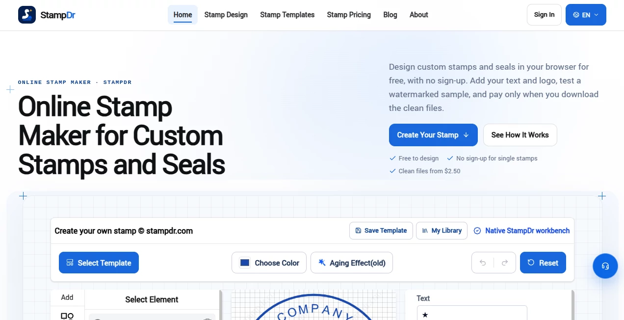 Screenshot of Online Stamp Maker – An AI tool in the ,AI Avatar Generator ,Image  category, showcasing its interface and key features.