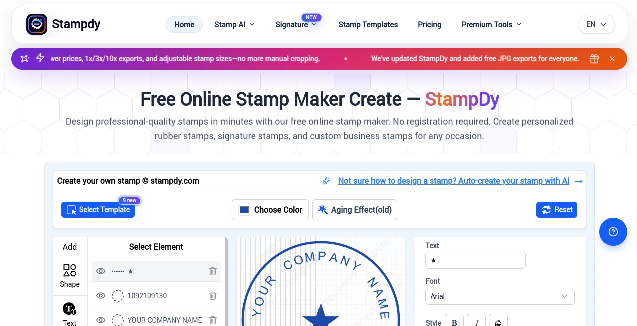 Screenshot of Stampdy – An AI tool in the ,AI Illustration Generator ,AI Design Generator ,AI Graphic Design ,AI Logo Generator  category, showcasing its interface and key features.