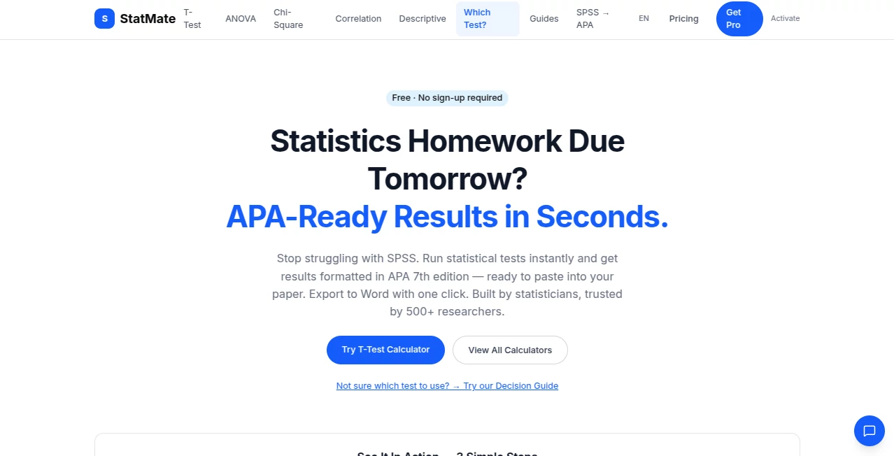 Screenshot of StatMate – An AI tool in the ,AI Research Tool  category, showcasing its interface and key features.