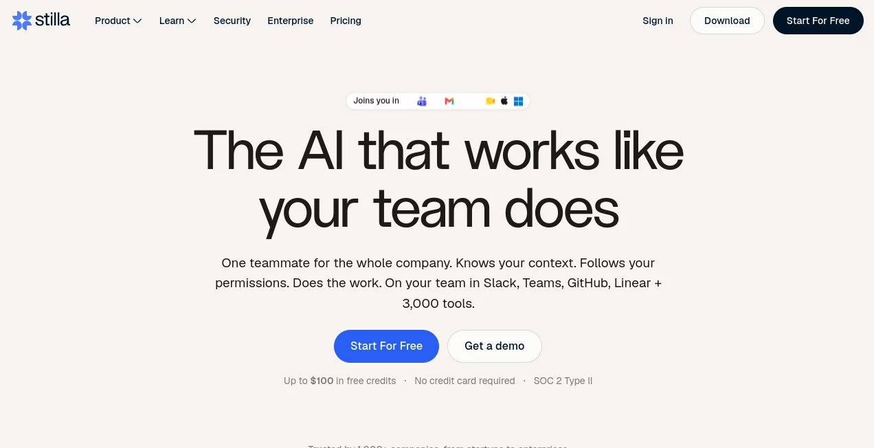 Screenshot of Stilla – An AI tool in the ,AI Productivity Tools ,AI Team Collaboration ,AI Meeting Assistant ,AI Project Management  category, showcasing its interface and key features.